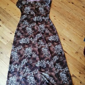 Connected Apparel sz 12 floral long dress brown